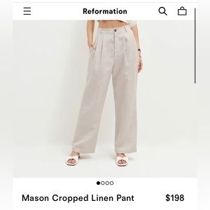 REFORMATION Mason linen pants size 2 cropped